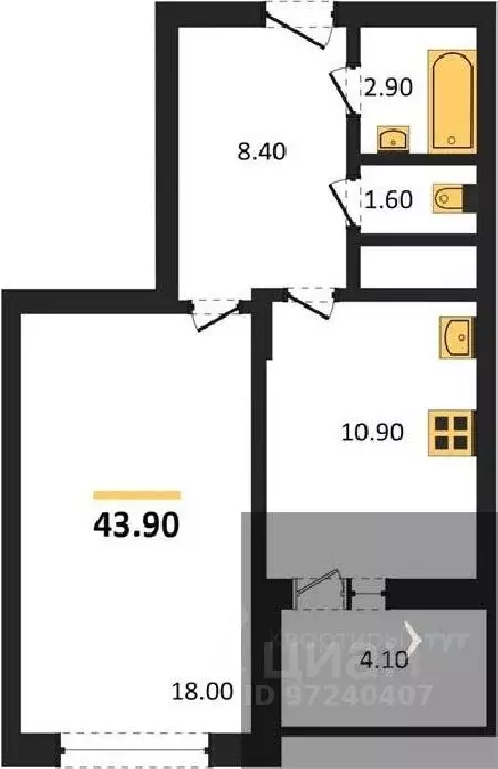 1-к кв. Воронежская область, Воронеж Краснознаменная ул., 57/5 (43.9 ... - Фото 0