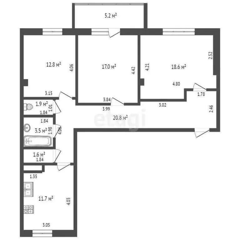 3-комнатная квартира: Калуга, улица Пухова, 56 (87.9 м) - Фото 0