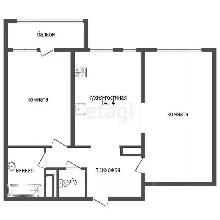 2-к кв. Санкт-Петербург Краснопутиловская ул., 113К1 (62.8 м) - Фото 1