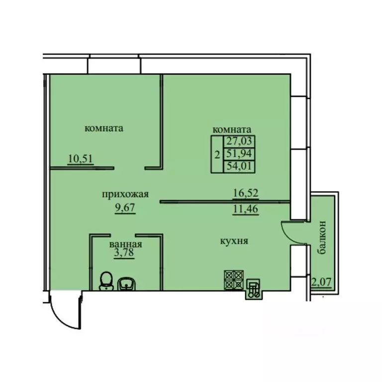 2-к кв. Ярославская область, Ярославский муниципальный округ, пос. ... - Фото 1