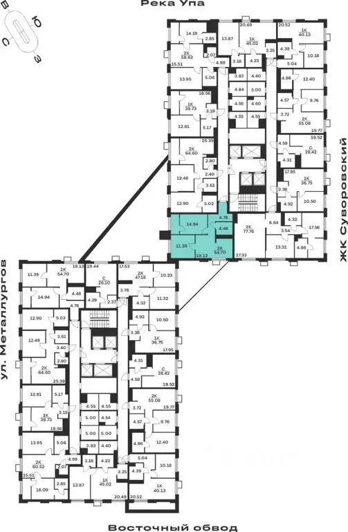 2-к кв. Тульская область, Тула Парк Патриот жилой комплекс (54.7 м) - Фото 2