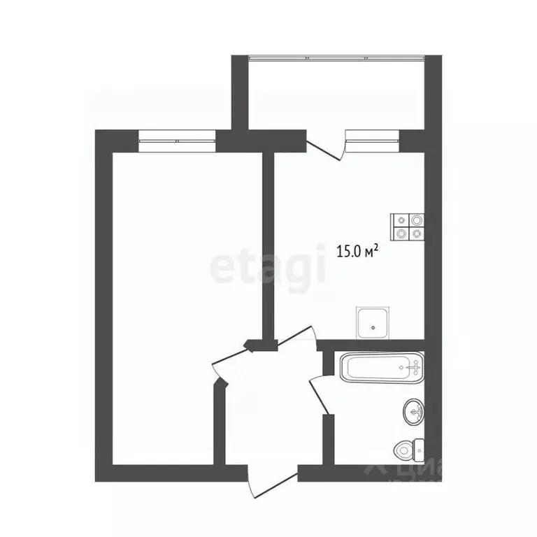 1-к кв. Тюменская область, Тюмень ул. Тимофея Кармацкого, 9 (34.7 м) - Фото 1