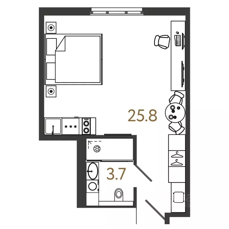 Студия Санкт-Петербург Ташкентская ул., 6к2 (29.5 м) - Фото 0