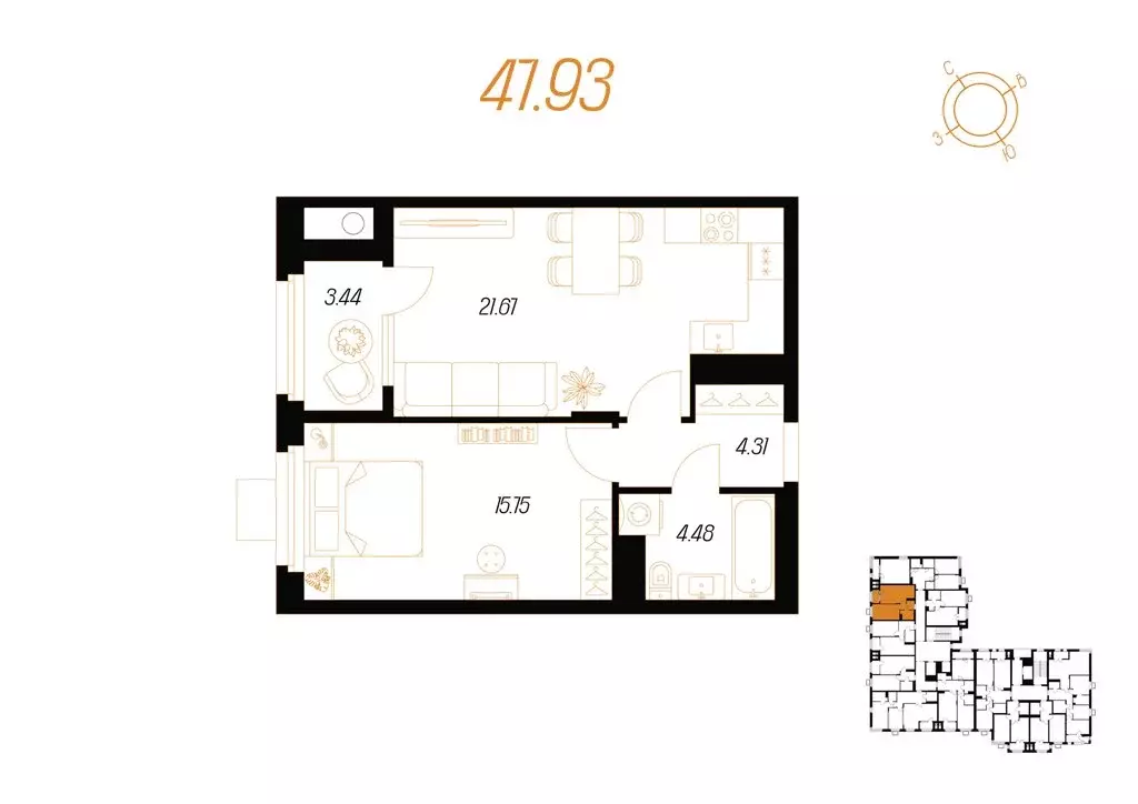 1-комнатная квартира: Тула, улица Смидович, 18Б (47.93 м) - Фото 0