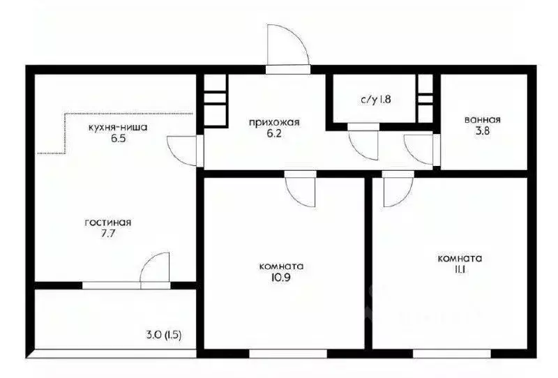 2-к кв. Краснодарский край, Краснодар ул. Имени Героя Ростовского, 8к2 ... - Фото 2