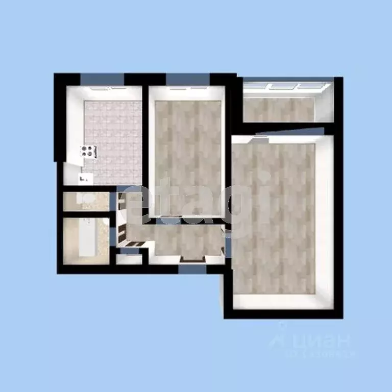 2-к кв. Омская область, Омск ул. Перелета, 4 (43.9 м) - Фото 1