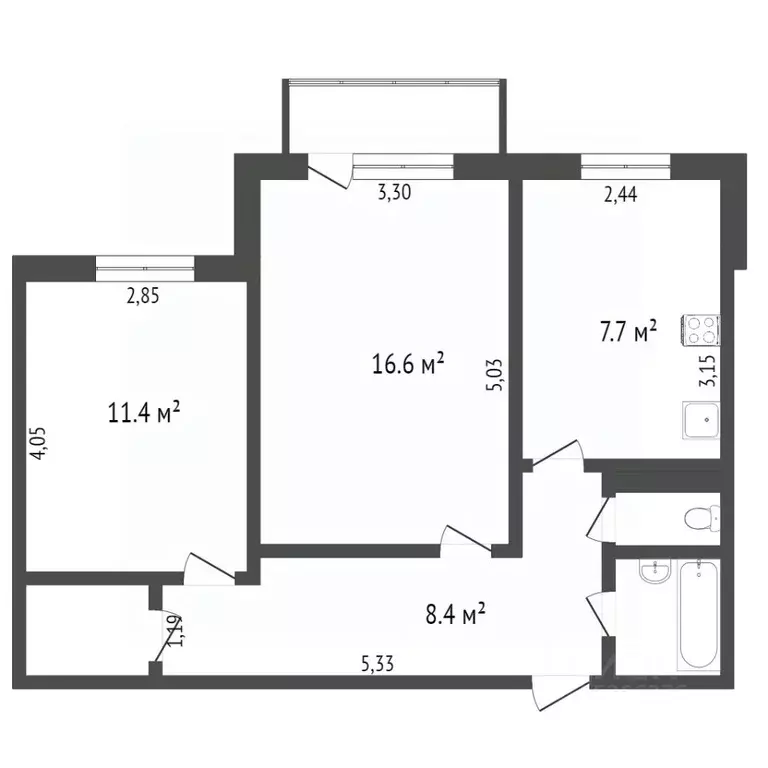 2-к кв. Тюменская область, Тобольск 6-й мкр, 27 (50.0 м) - Фото 1
