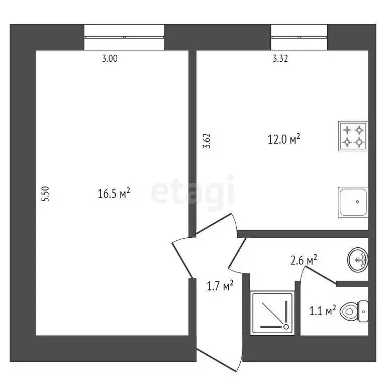 1-комнатная квартира: Ростов-на-Дону, посёлок Орджоникидзе, ... - Фото 1