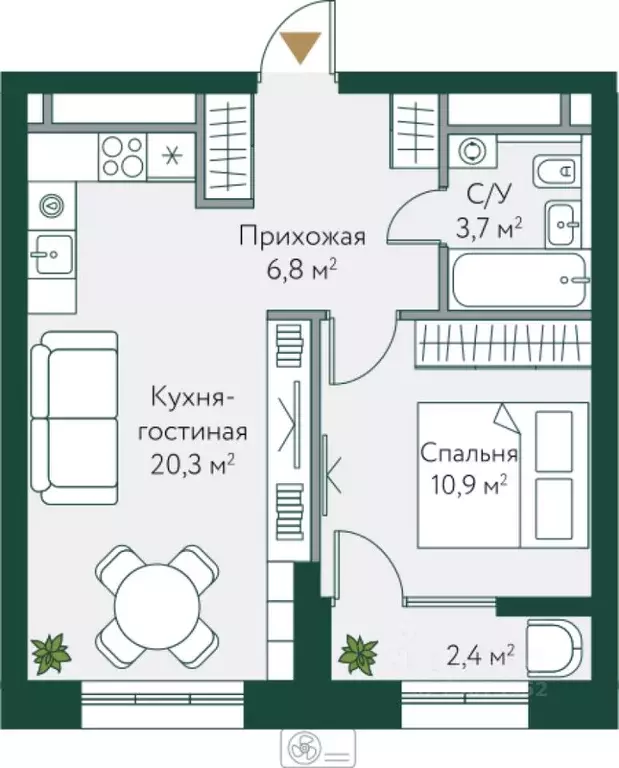 1-к кв. Волгоградская область, Волгоград Новосибирская ул., 74 (44.1 ... - Фото 1