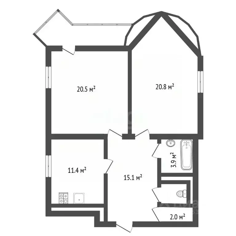 2-к кв. Воронежская область, Воронеж ул. Шишкова, 95А (75.5 м) - Фото 1