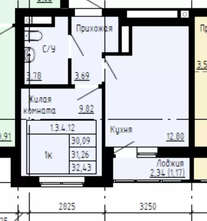 1-к кв. Свердловская область, Екатеринбург ул. Крауля, 107/1 (30.5 м) - Фото 2