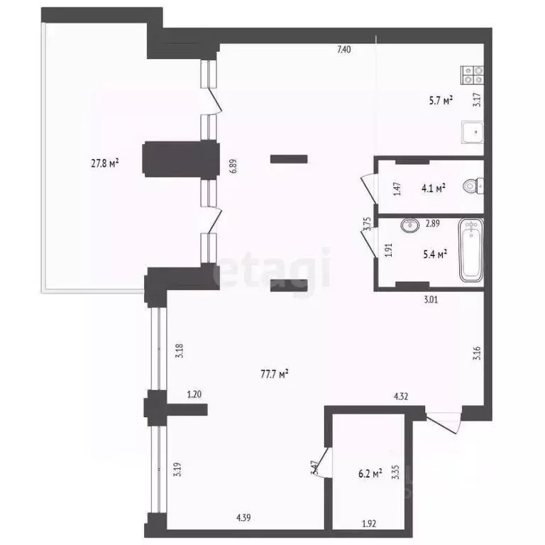 3-к кв. Тюменская область, Тюмень Причальная ул., 5 (99.0 м) - Фото 2