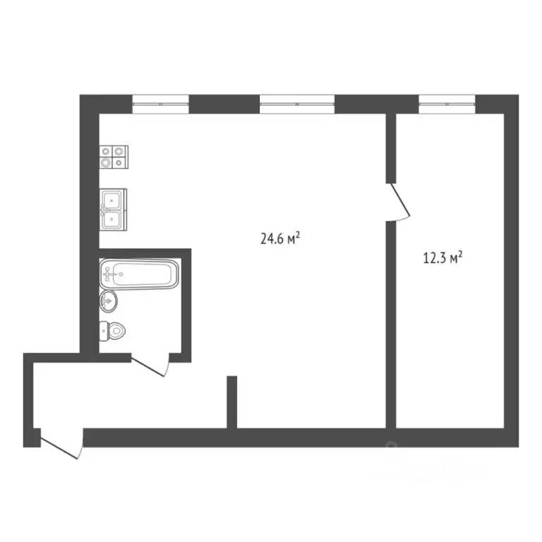 2-к кв. Тюменская область, Тюмень Одесская ул., 53 (44.4 м) - Фото 1
