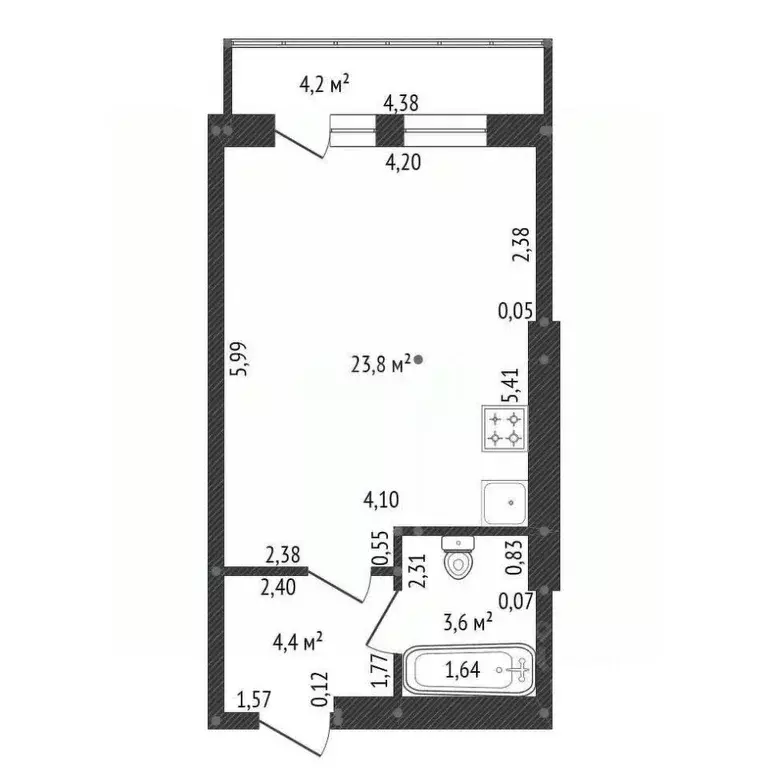 Студия Башкортостан, Уфа ул. Рихарда Зорге, 13/1 (31.8 м) - Фото 2