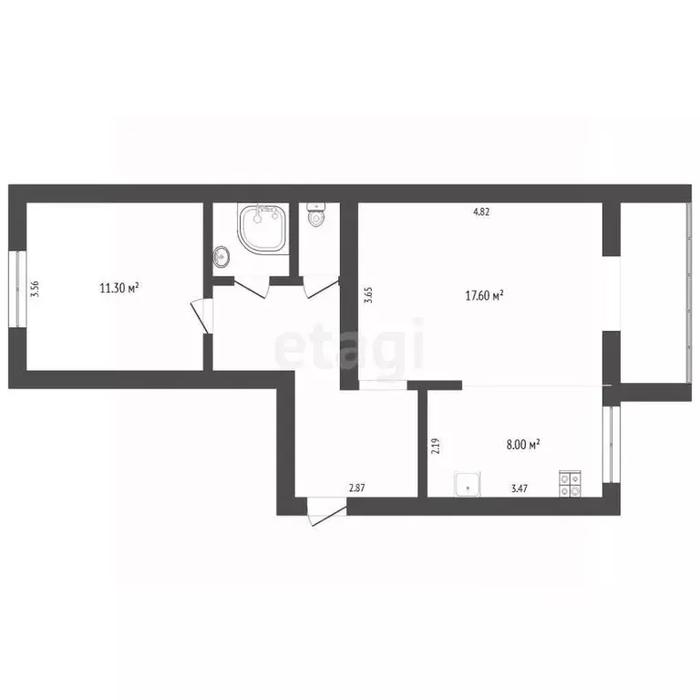 2-к кв. Тюменская область, Тюмень Курортная ул., 53 (50.5 м) - Фото 1