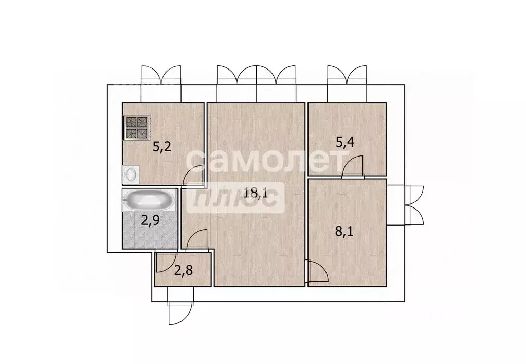 2-к кв. Башкортостан, Уфа просп. Октября, 21 (42.5 м) - Фото 1