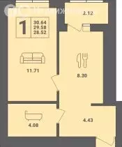 1-комнатная квартира: Пионерский, улица Гептнера, 17 (30.64 м) - Фото 0