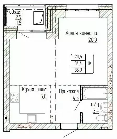 1-к кв. Алтайский край, Новоалтайск ул. Титова, 6 (35.9 м) - Фото 0