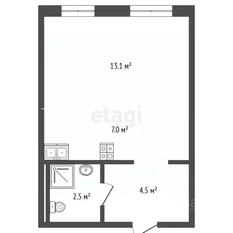 Студия Москва Ижорская ул., 6к6 (27.1 м) - Фото 2
