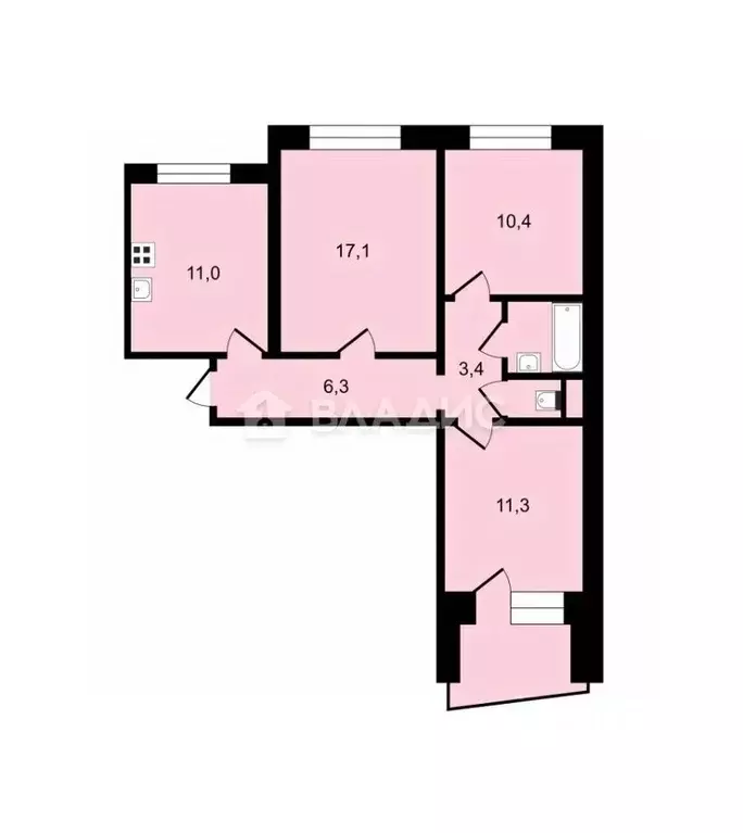 3-к кв. Владимирская область, Владимир ул. Соколова-Соколенка, 21б ... - Фото 1