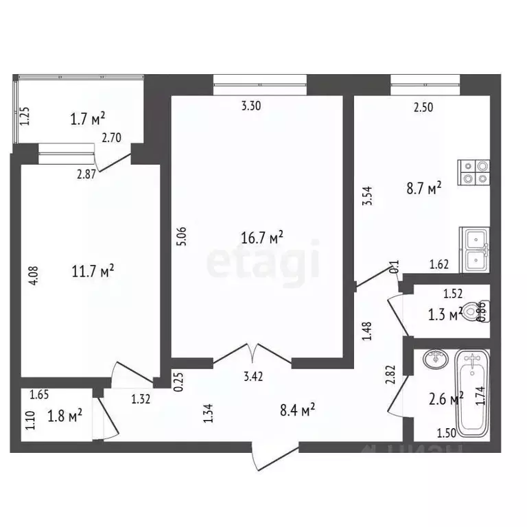 2-к кв. Башкортостан, Стерлитамак Патриотическая ул., 108 (52.0 м) - Фото 1