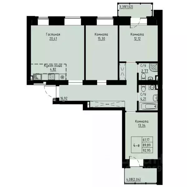 4-к кв. Красноярский край, Красноярск ул. Елены Стасовой, 82 (92.4 м) - Фото 1