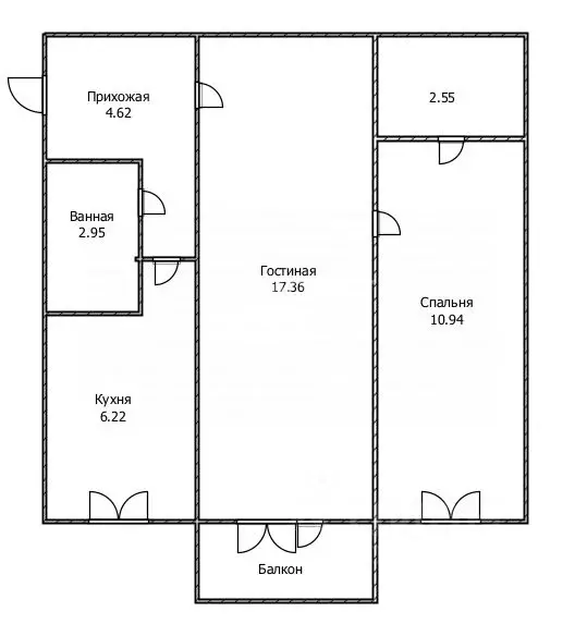 2-к кв. Ульяновская область, Ульяновск ул. Варейкиса, 23 (44.6 м) - Фото 1