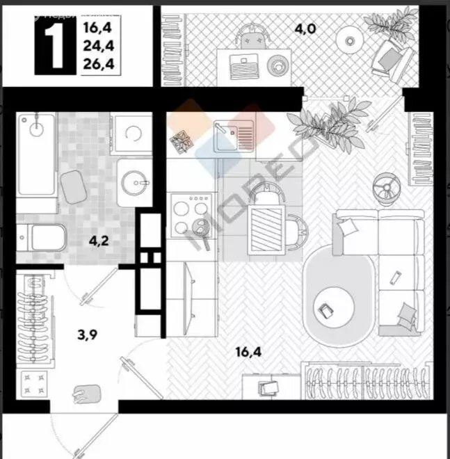 Квартира-студия: Краснодар, улица Западный Обход, 57 (24.4 м) - Фото 0