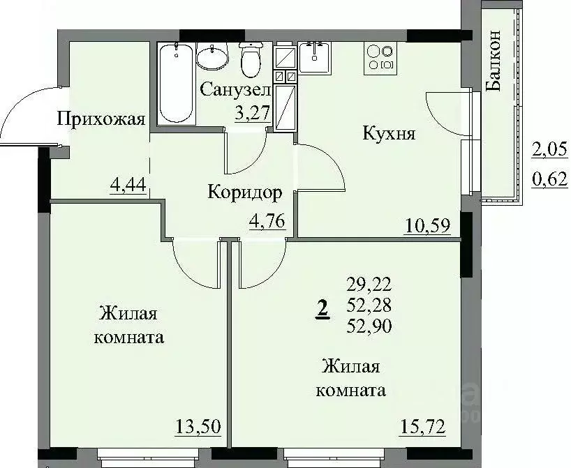 2-к кв. Удмуртия, Ижевск Автопроизводство жилрайон, 3-й мкр, Арден на ... - Фото 0