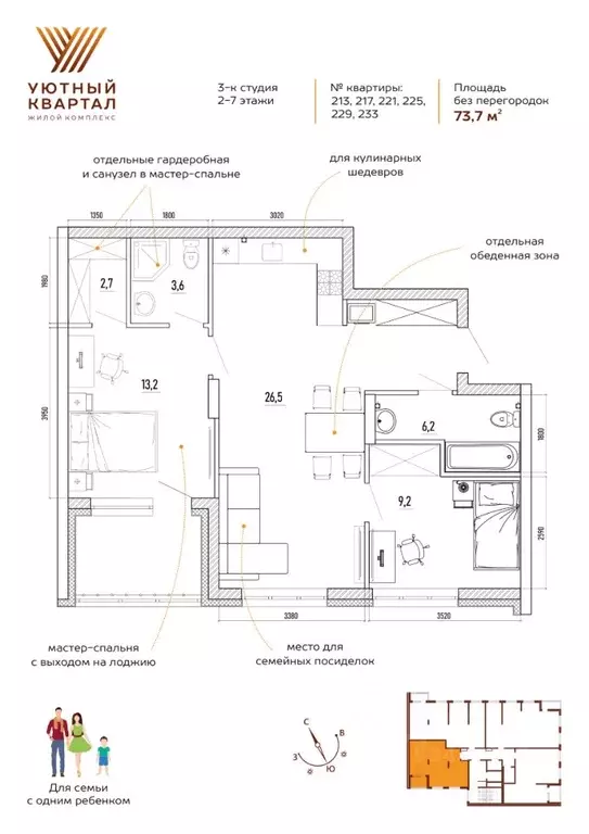 3-к кв. Кемеровская область, Кемерово Уютный Квартал жилой комплекс ... - Фото 1