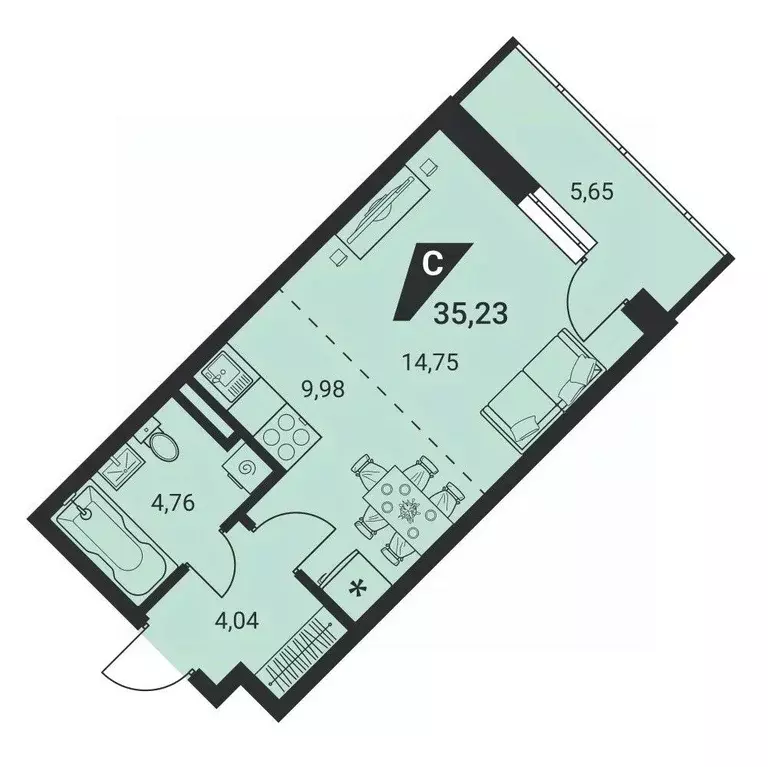 Студия Свердловская область, Екатеринбург ул. Громова, 26 (35.23 м) - Фото 0