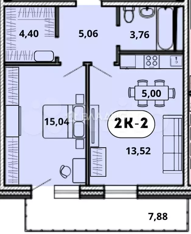 2-к. квартира, 49,1 м, 13/16 эт. - Фото 0