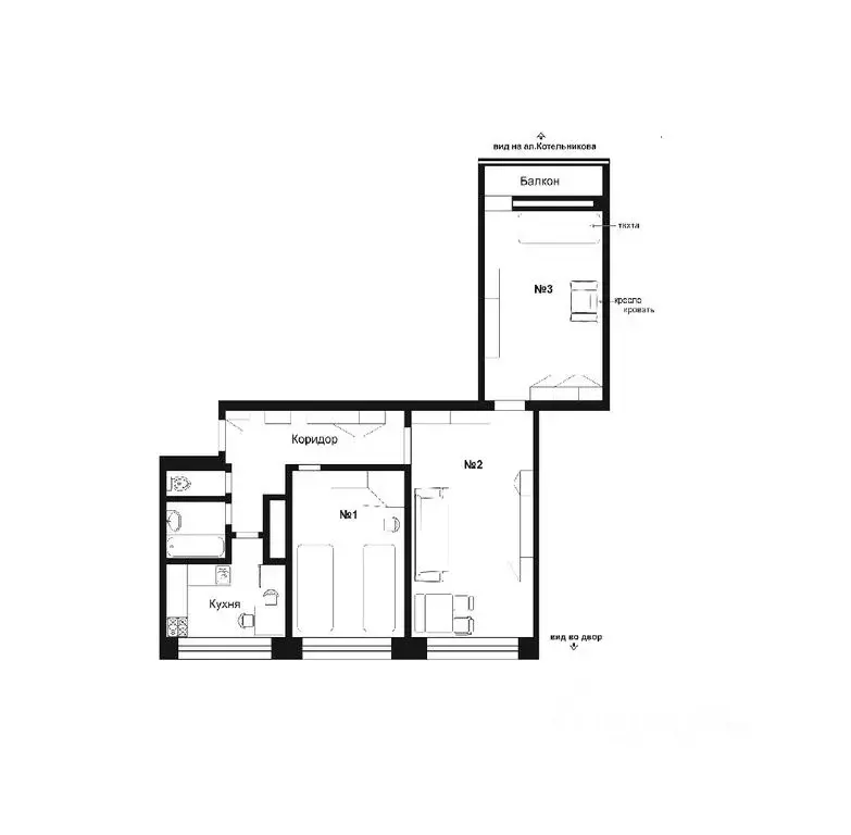 3-к кв. Санкт-Петербург аллея Котельникова, 5К1 (64.0 м) - Фото 1