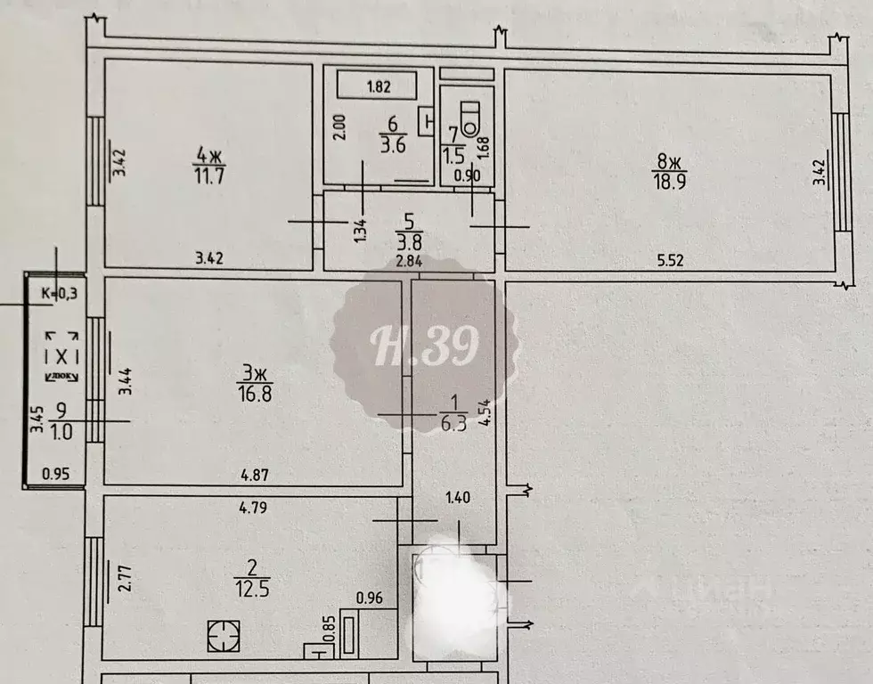 3-к кв. Калининградская область, Калининград Сельма мкр, ул. Юрия ... - Фото 2