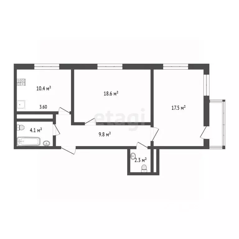 2-к кв. Москва Фестивальная ул., 15К2 (68.0 м) - Фото 2