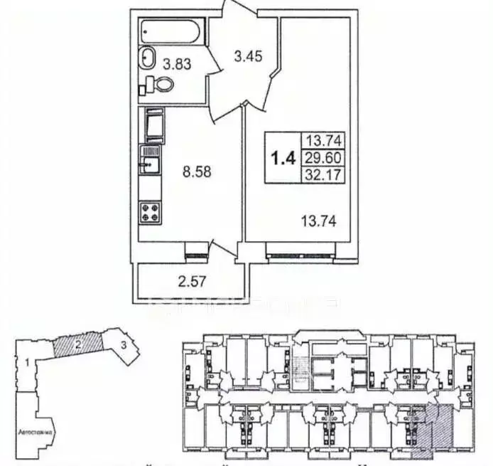 1-к кв. Санкт-Петербург ул. Русановская, 18к3 (29.5 м) - Фото 2