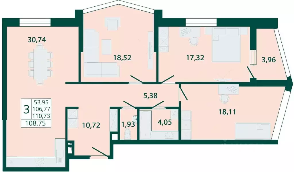 3-к кв. Ростовская область, Ростов-на-Дону Северный мкр, бул. ... - Фото 1
