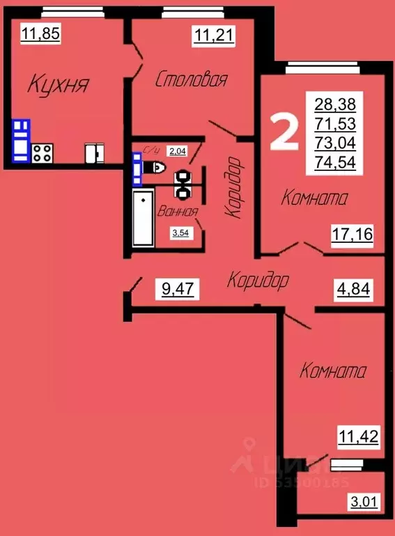 2-к кв. Смоленская область, Смоленск ул. Филатова, 3 (74.09 м) - Фото 0