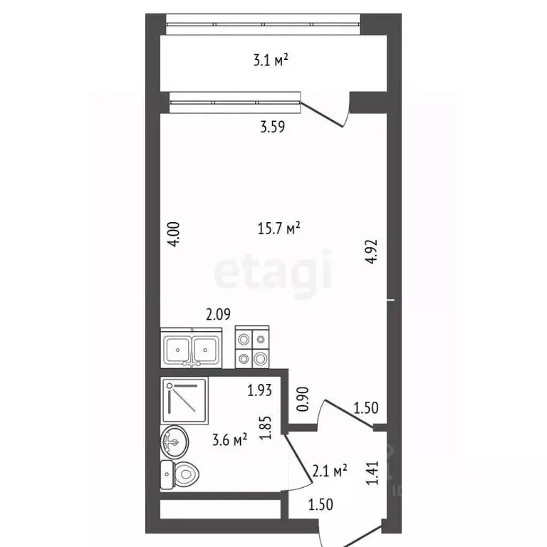 Студия Санкт-Петербург Планерная ул., 99 (21.4 м) - Фото 2