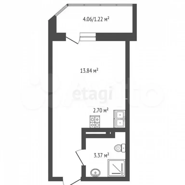 Квартира-студия, 21,5 м, 24/24 эт. - Фото 0