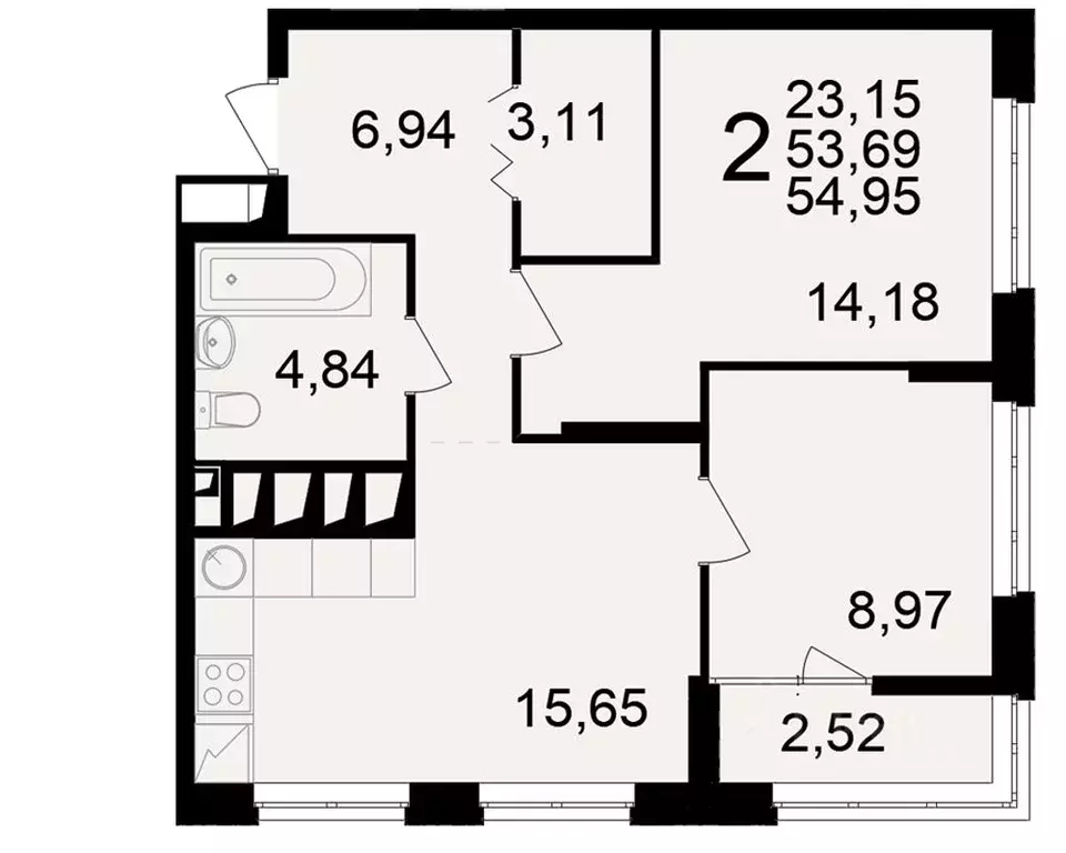 2-к кв. Рязанская область, Рязань ул. Чкалова (53.69 м) - Фото 1