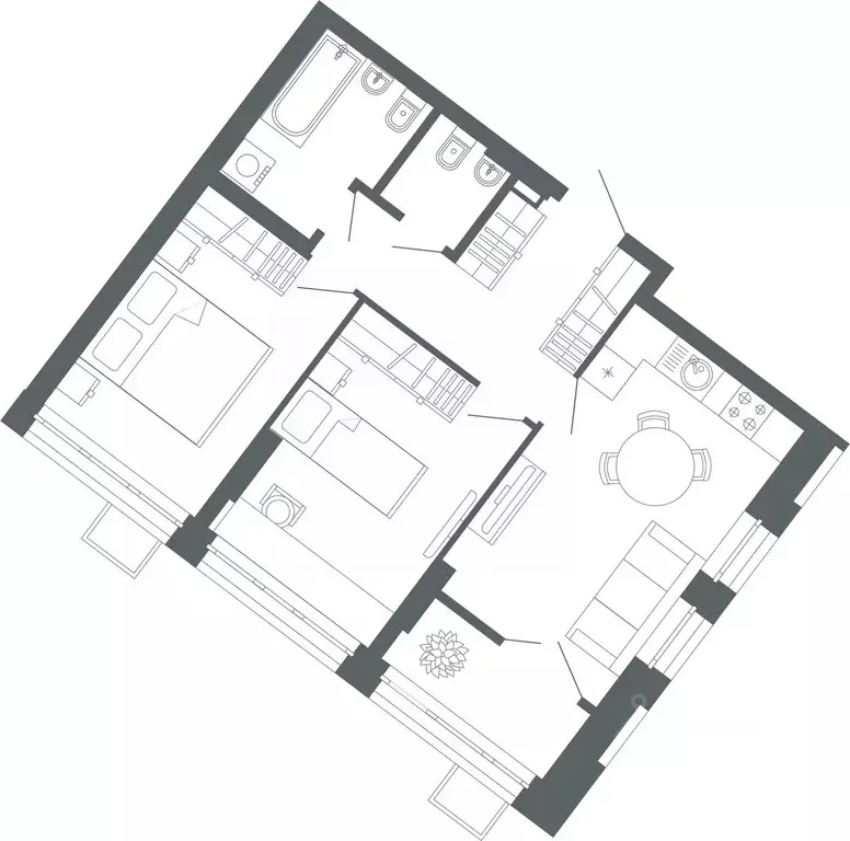 2-к кв. Свердловская область, Екатеринбург ул. Мира, 47/6 (61.3 м) - Фото 0