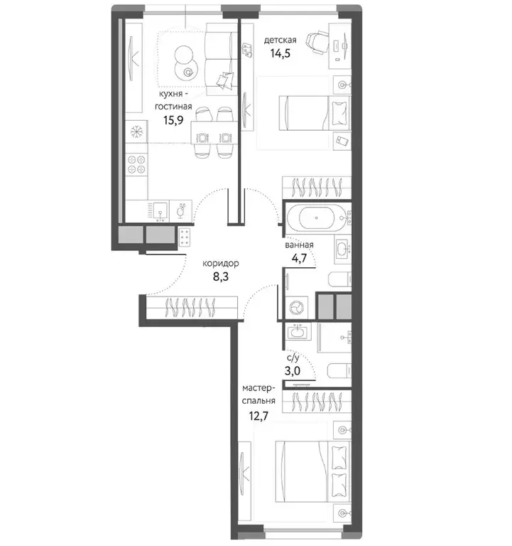 Продаётся 2-к квартира, 59.1 м - Фото 0