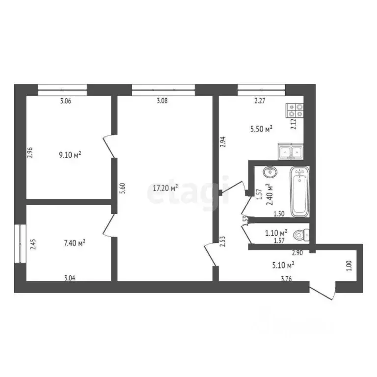 2-к кв. Крым, Белогорск ул. Калинина (60.0 м) - Фото 1