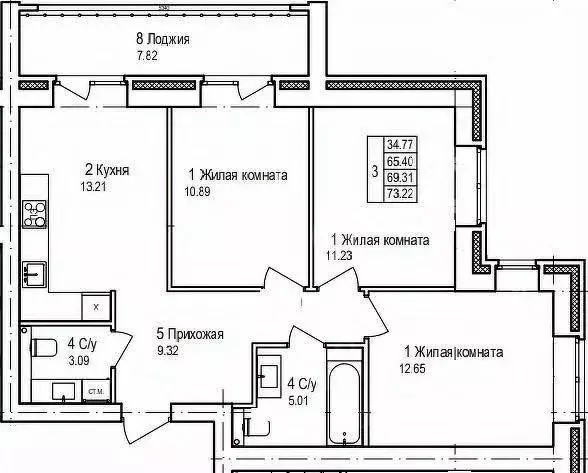 3-к кв. Марий Эл, Йошкар-Ола ул. Кирова, 27 (73.22 м) - Фото 1