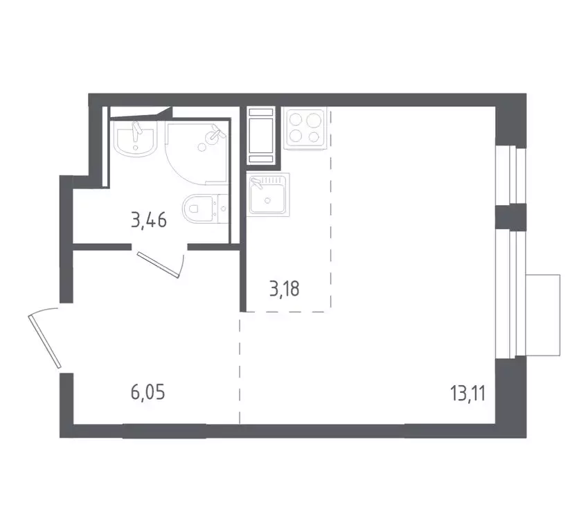 Квартира-студия: деревня Юрлово, к1/2 (25.7 м) - Фото 1