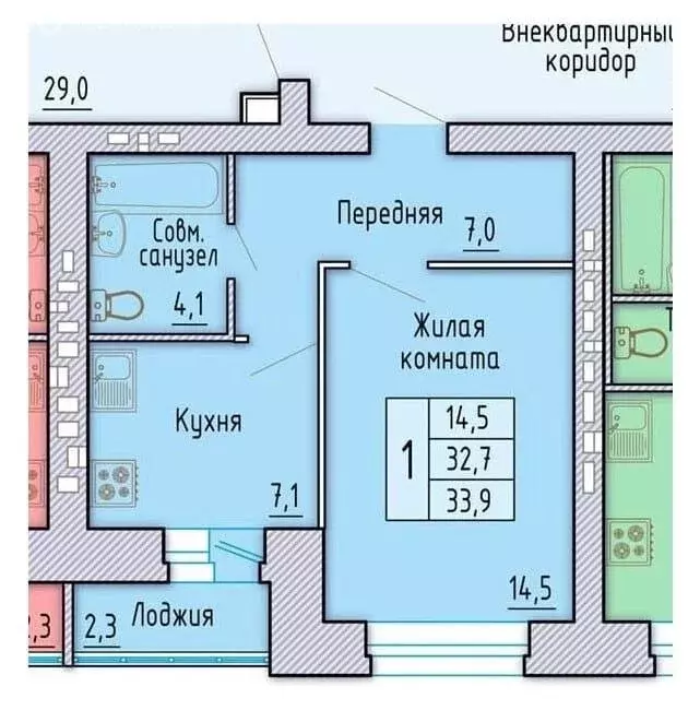 1-комнатная квартира: Орёл, Автовокзальная улица, 6 (32.7 м) - Фото 1