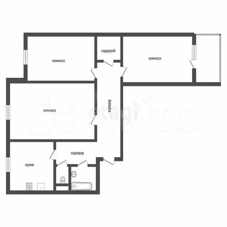 3-к. квартира, 67,5 м, 6/9 эт. - Фото 0