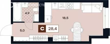 Квартира-студия: Москва, Лодочная улица, 27к2 (28.4 м) - Фото 0