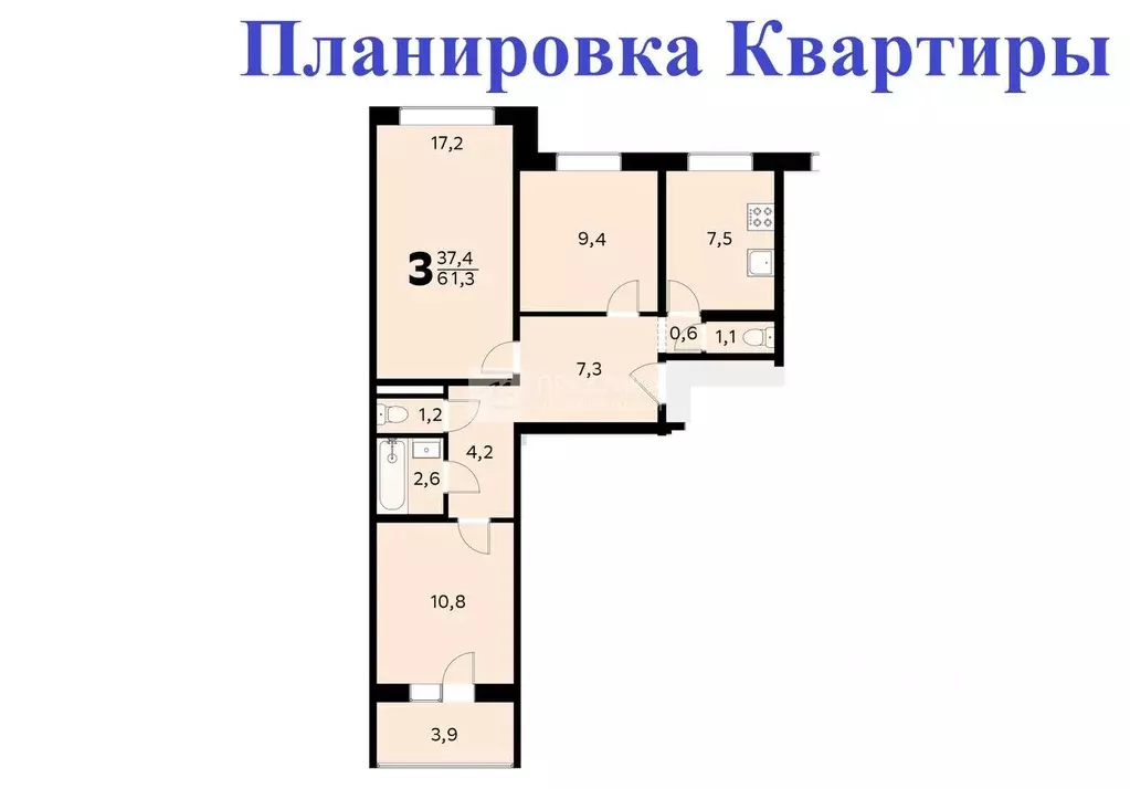 3-к кв. Московская область, Балашиха ул. Кудаковского, 15 (61.3 м) - Фото 2